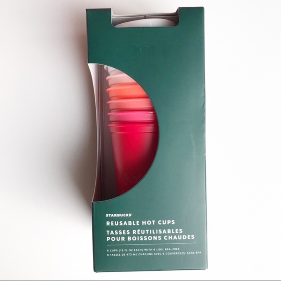 Starbucks Other - Starbucks Ombre Pink Holiday Reusable Grande Hot Cups Set of 6
